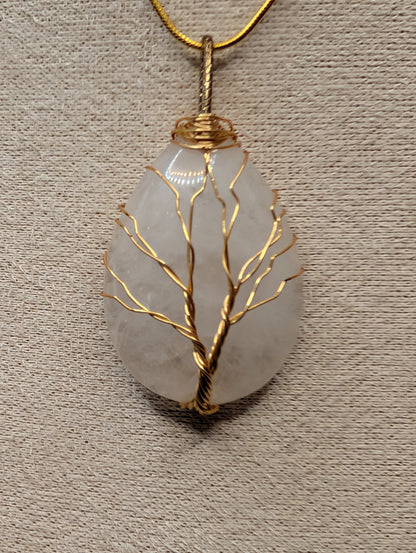 Wire Wrapped Tree of Life Crystal Stone Pendant – Gemstone Necklace
